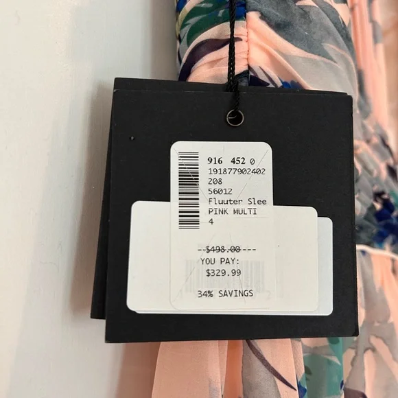 Floral Wrap Maxi Mac Duggal Dress in Peach and Blue - Picture 5 of 5